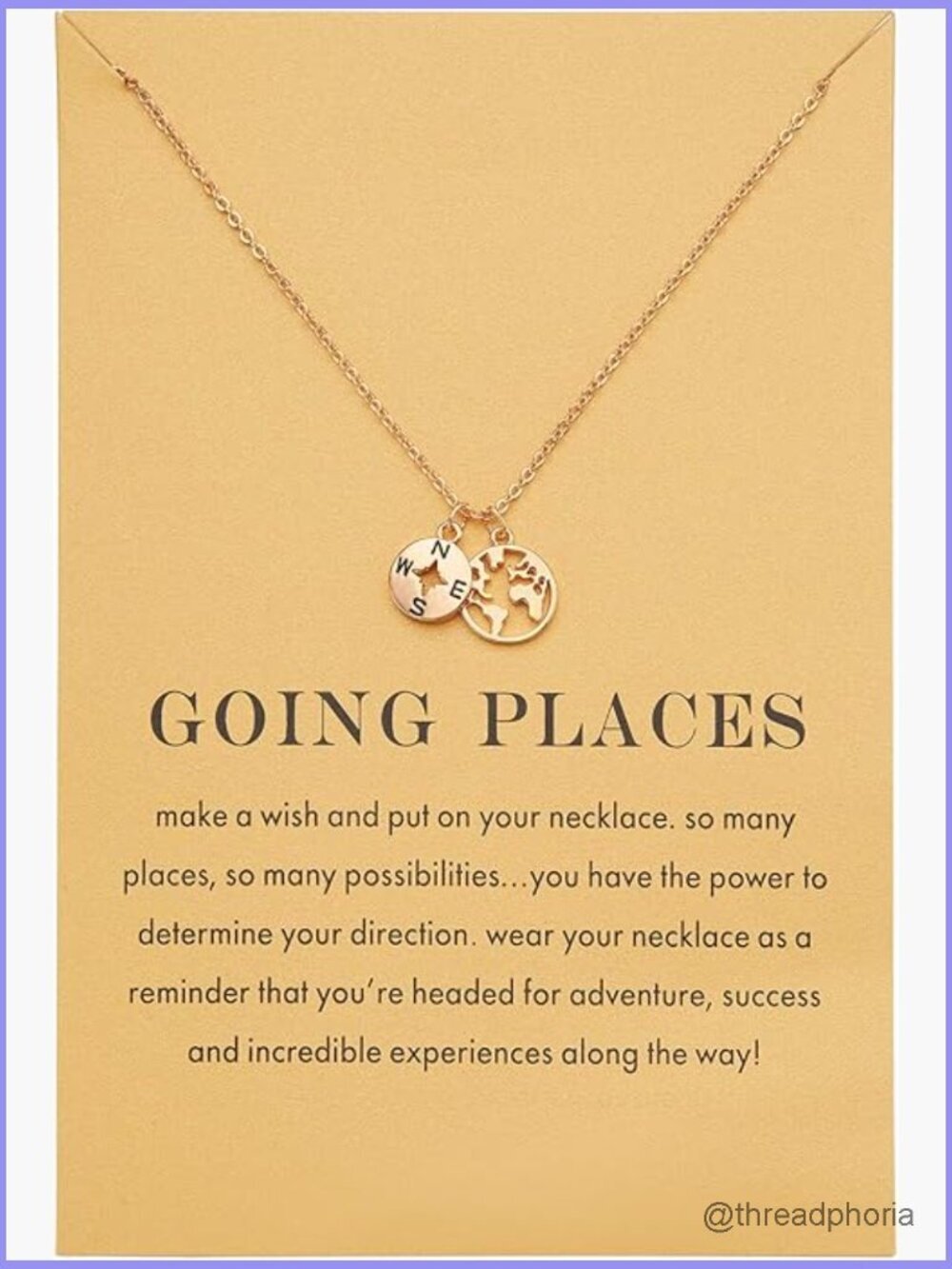 18K Gold Plated Compass World Map Pendant Necklace